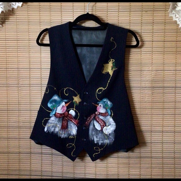 🎄Hand painted holiday vest, NWOT,  much dressier than most holiday wear - Picture 4 of 15